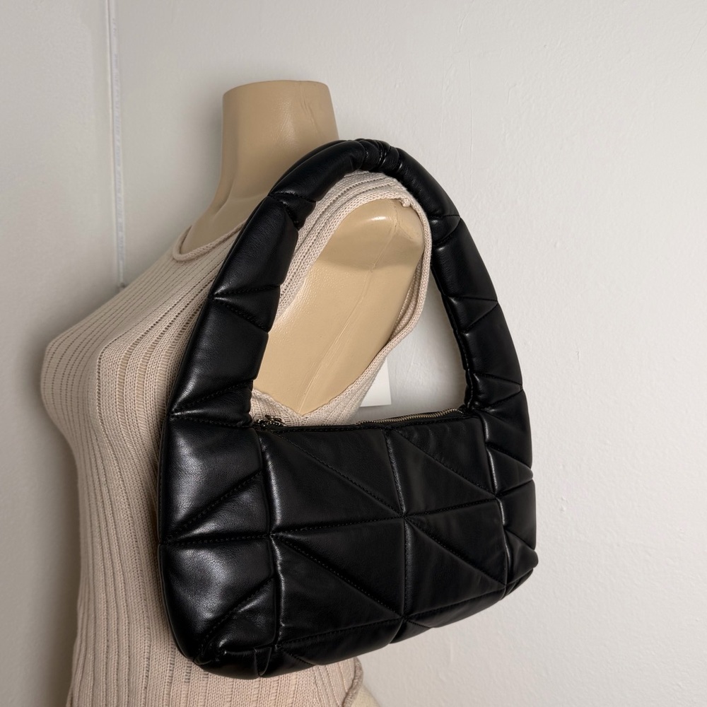 ZARA Black Quilted Padded Shoulder Bag | Trendy Minimal Purse